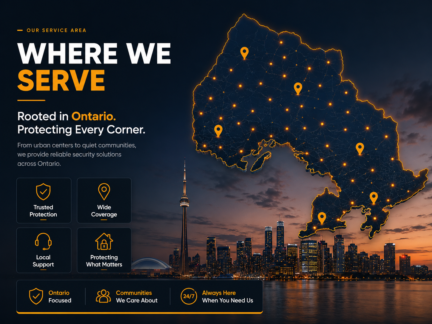 United Protective Service Coverage Map - Southern Ontario